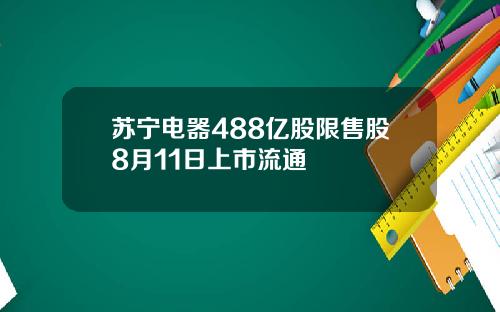苏宁电器488亿股限售股8月11日上市流通