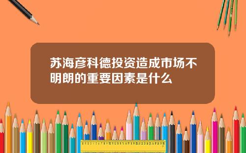 苏海彦科德投资造成市场不明朗的重要因素是什么