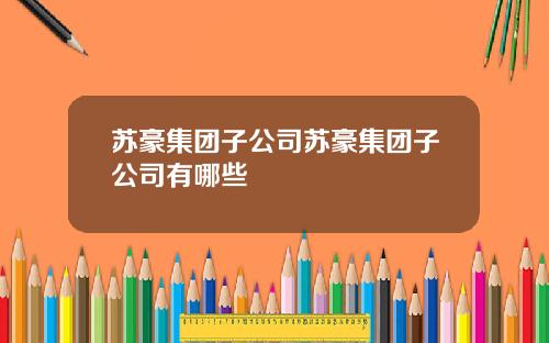 苏豪集团子公司苏豪集团子公司有哪些