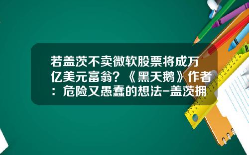 若盖茨不卖微软股票将成万亿美元富翁？《黑天鹅》作者：危险又愚蠢的想法-盖茨拥有微软多少股份