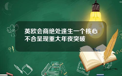 英欧会商绝处逢生一个核心不合呈现重大年夜突破