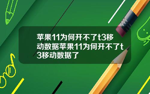 苹果11为何开不了t3移动数据苹果11为何开不了t3移动数据了
