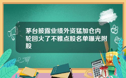 茅台披露业绩外资猛加仓内轮回火了不雅点股名单曝光附股