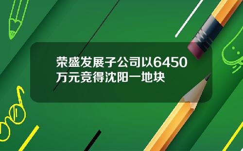 荣盛发展子公司以6450万元竞得沈阳一地块