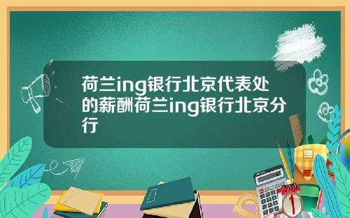 荷兰ing银行北京代表处的薪酬荷兰ing银行北京分行