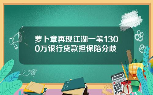 萝卜章再现江湖一笔1300万银行贷款担保陷分歧