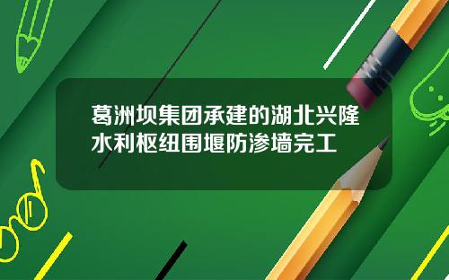 葛洲坝集团承建的湖北兴隆水利枢纽围堰防渗墙完工