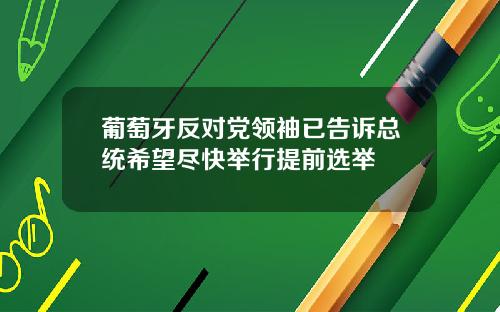 葡萄牙反对党领袖已告诉总统希望尽快举行提前选举