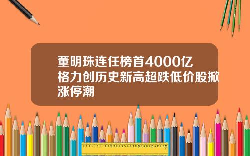 董明珠连任榜首4000亿格力创历史新高超跌低价股掀涨停潮