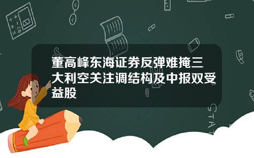 董高峰东海证券反弹难掩三大利空关注调结构及中报双受益股