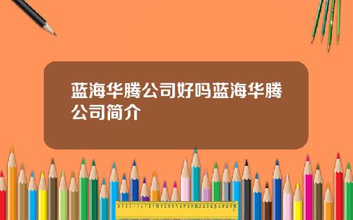 蓝海华腾公司好吗蓝海华腾公司简介