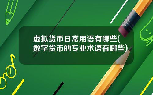 虚拟货币日常用语有哪些(数字货币的专业术语有哪些)