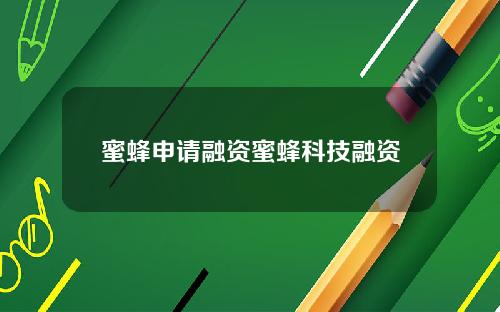 蜜蜂申请融资蜜蜂科技融资
