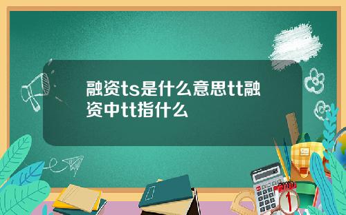 融资ts是什么意思tt融资中tt指什么