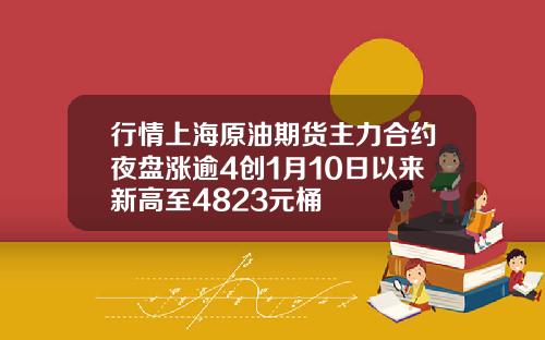 行情上海原油期货主力合约夜盘涨逾4创1月10日以来新高至4823元桶