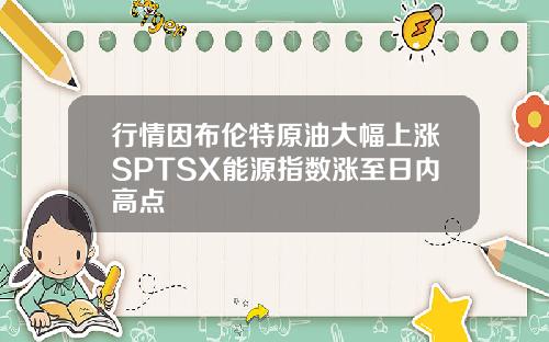 行情因布伦特原油大幅上涨SPTSX能源指数涨至日内高点
