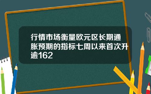 行情市场衡量欧元区长期通胀预期的指标七周以来首次升逾162