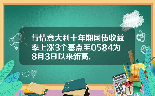 行情意大利十年期国债收益率上涨3个基点至0584为8月3日以来新高.