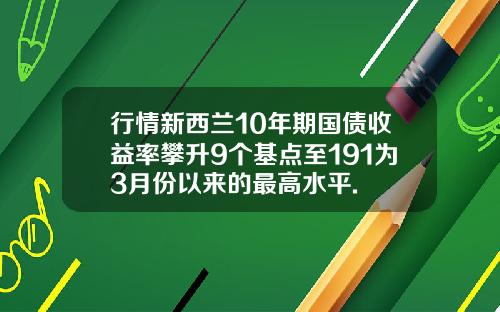 行情新西兰10年期国债收益率攀升9个基点至191为3月份以来的最高水平.