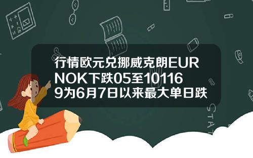 行情欧元兑挪威克朗EURNOK下跌05至101169为6月7日以来最大单日跌幅.