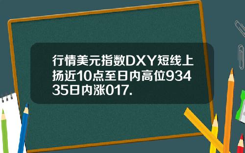 行情美元指数DXY短线上扬近10点至日内高位93435日内涨017.