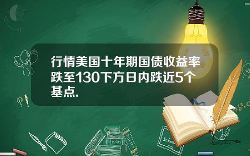 行情美国十年期国债收益率跌至130下方日内跌近5个基点.