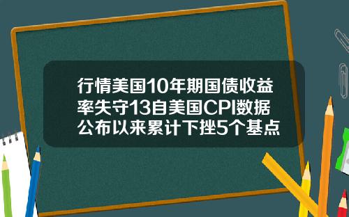 行情美国10年期国债收益率失守13自美国CPI数据公布以来累计下挫5个基点