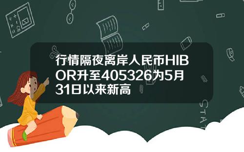 行情隔夜离岸人民币HIBOR升至405326为5月31日以来新高