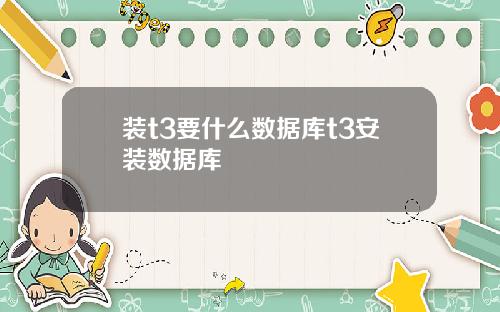 装t3要什么数据库t3安装数据库