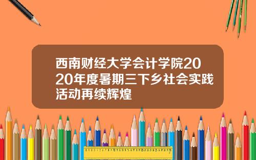 西南财经大学会计学院2020年度暑期三下乡社会实践活动再续辉煌