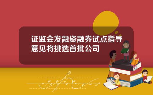 证监会发融资融券试点指导意见将挑选首批公司