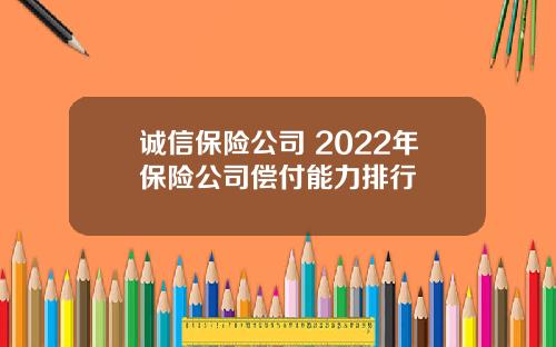 诚信保险公司 2022年保险公司偿付能力排行