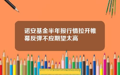 诺安基金半年报行情拉开帷幕反弹不应期望太高