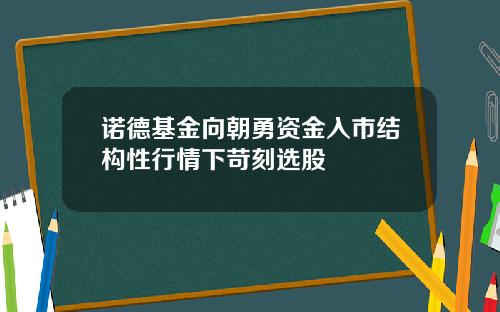 诺德基金向朝勇资金入市结构性行情下苛刻选股
