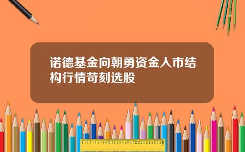 诺德基金向朝勇资金入市结构行情苛刻选股