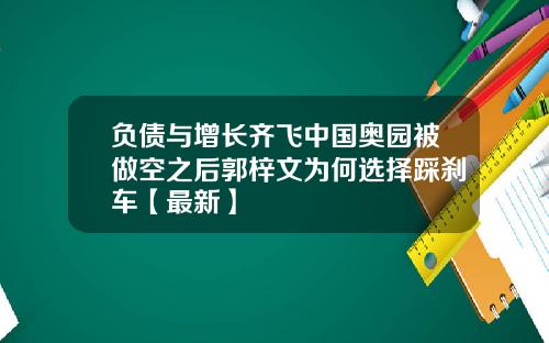 负债与增长齐飞中国奥园被做空之后郭梓文为何选择踩刹车【最新】