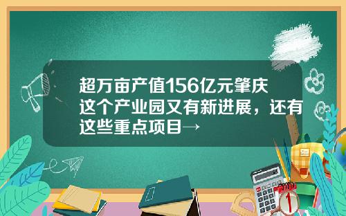 超万亩产值156亿元肇庆这个产业园又有新进展，还有这些重点项目→