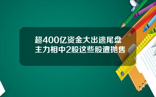 超400亿资金大出逃尾盘主力相中2股这些股遭抛售