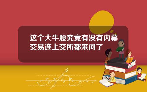 这个大牛股究竟有没有内幕交易连上交所都来问了