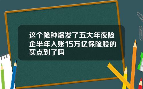 这个险种爆发了五大年夜险企半年入账15万亿保险股的买点到了吗