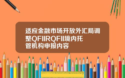 适应金融市场开放外汇局调整QFIIRQFII境内托管机构申报内容