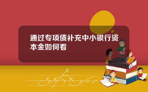 通过专项债补充中小银行资本金如何看