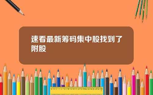 速看最新筹码集中股找到了附股