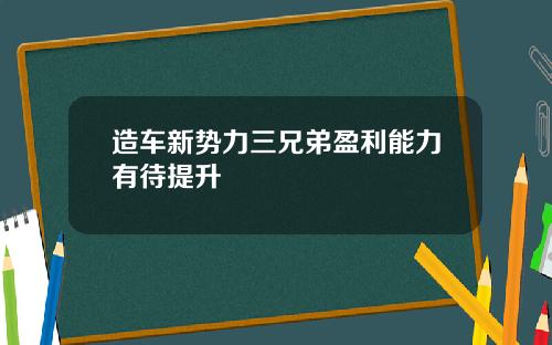 造车新势力三兄弟盈利能力有待提升