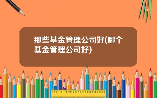 那些基金管理公司好(哪个基金管理公司好)