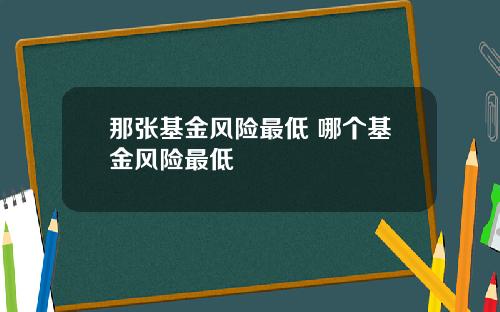 那张基金风险最低 哪个基金风险最低