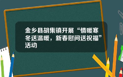 金乡县胡集镇开展“情暖寒冬送温暖，新春慰问送祝福”活动