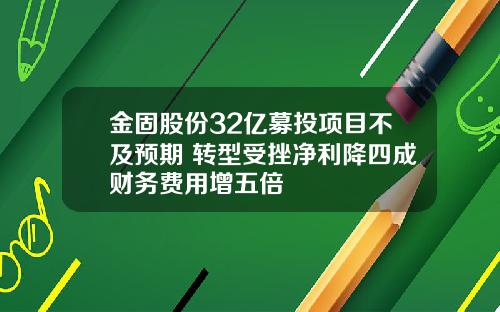 金固股份32亿募投项目不及预期 转型受挫净利降四成财务费用增五倍