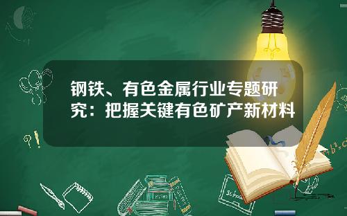 钢铁、有色金属行业专题研究：把握关键有色矿产新材料