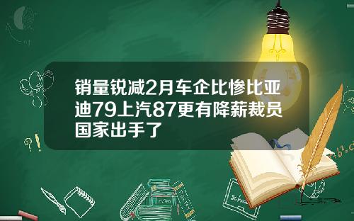 销量锐减2月车企比惨比亚迪79上汽87更有降薪裁员国家出手了